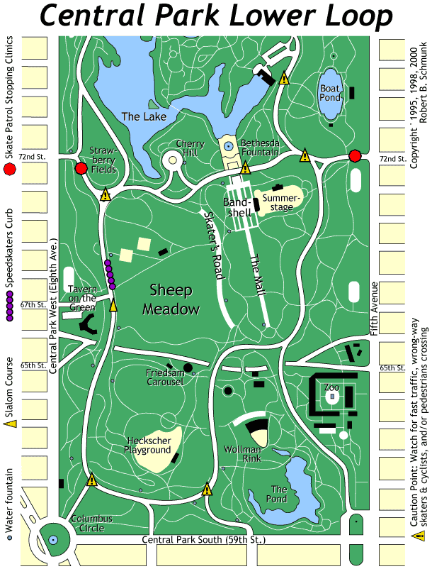 Map of Central Park Lower Loop